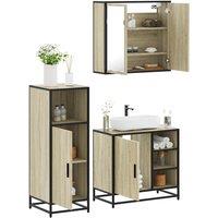 Berkfield Home 3 Piece Bathroom Furniture Set Sonoma Oak Engineered Wood in Brown