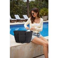 MODISHION Women's Waterproof Quilted Tote Bag with Spacious Compartments in Black