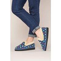 Moshulu Women's 'Peanut Brittle' Spotty Full Slippers in Blue | Size: 9