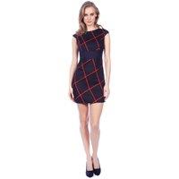 Cutie London Women's Sleek Plaid Cap Sleeve Mini Dress in Navy | Size: 8