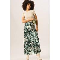Gini London Women's Green Zebra Bias Maxi Skirt | Size: 8