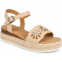 Savannah Women's Cut Out Strap Espadrille Wedge Sandals in Medium Beige | Size: 6