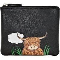 Mala leather Women's Bella Highland Cow RFID Coin Purse Leather in Black