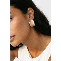 MUCHV Women's Cream Marbled Resin Stud Earrings
