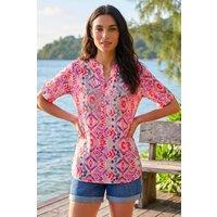 Roman Women's Watercolour Print Embellished Top in Purple | Size: 14