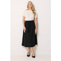 Long Tall Sally Women's Tall Tie Waist Midi Skirt in Black | Size: 8