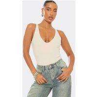 EGO Women's Sculpted Sleeveless Plunging Neckline Bodysuit in Nude | Size: 4