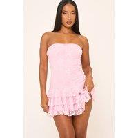EGO Women's Sleeveless Frill Trim Lace Mini Dress in Light Pink | Size: 10