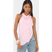 EGO Women's Sleeveless Halter Neck Layered Chiffon Top in Pink | Size: 8