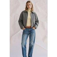 OUTTA BOX Women's Tweed Coat Lapel Long Sleeve with Pockets in Dark Grey | Size: Medium