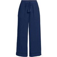 Lands' End Women's Plus Cotton Cheesecloth Cropped Trousers in Navy | Size: 20