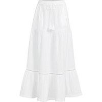 Lands' End Women's Cotton Cheesecloth Skirt in White | Size: 16
