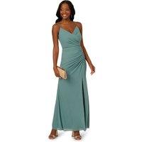 Adrianna Papell Women's Stretch Mesh Draped Gown in Green | Size: 18