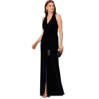 Adrianna Papell Women's Halter Draped Velvet Gown in Navy | Size: 12