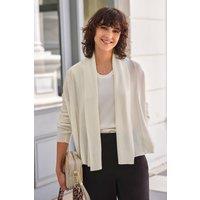 Pure Collection Women's Cashmere Short Edge To Edge Cardigan in White | Size: 12