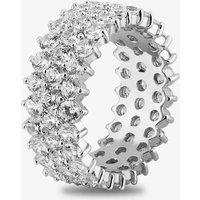 Starbright Women's Silver Cubic Zirconia Claw Set Three Row Full Eternity Ring R4883 3A (54) | Size: 58 (Q 1/4)