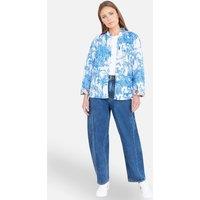 Yumi Women's Blue Palm Reversible Cotton Quilted Jacket in Bright Blue | Size: 8