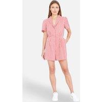 Yumi Women's Stripe Retro Playsuit in Light Red | Size: 12