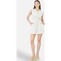 Yumi Women's Utility Style Playsuit in Off-White | Size: 12