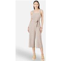 Yumi Women's Brown Stripe Strappy Jumpsuit in Light Tan | Size: 18