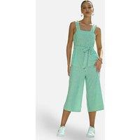 Yumi Women's Brown Stripe Strappy Jumpsuit in Mint | Size: 18