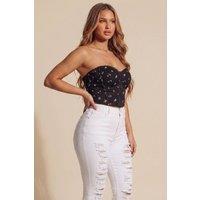 Femme Luxe Women's Black Floral Corset Sculpted Fit Top -Donya | Size: 7-11