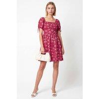 Lovedrobe Women's Floral Square Neck Mini Dress in Bright Pink | Size: 8
