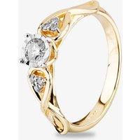 T.H.Baker Women's 9ct Yellow Gold 0.25ct Diamond Crossover Ring | Size: Medium