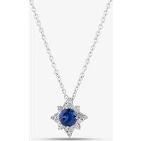 T.H.Baker Women's 18ct White Gold 0.43ct Sapphire & 0.18ct Brilliant Cut Diamond Star Halo Necklace 29292 in Silver | Size: 18 inches