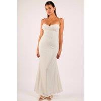 Jaded Rose Women's Taria White Floral Flocked Corset Bustier Maxi Dress | Size: 14