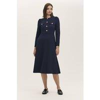 Finery London Women's Petite Gilly Ponte Jersey Midi Dress in Dark Navy | Size: 18