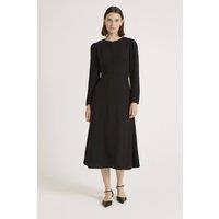 Finery London Women's Caley Crepe Zip Front Midi Waisted Dress in Black | Size: 10