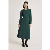 Finery London Women's Caley Crepe Zip Front Midi Waisted Dress in Bottle Green | Size: 16