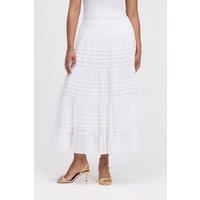 Finery London Women's Imani Cotton Tiered Midi Skirt in White | Size: 20