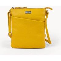 Assots London Women's 'LINBY' Pebble Grain Leather Crossbody Sling Bag in Bright Yellow