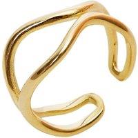 Spero London Women's Wavy Lines Sterling Silver Wave Ring in Gold