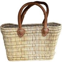 Berber Leather Women's 'The Safi' Small Basket Tote in Light Sand