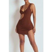 LEMONLUNAR Women's The Chantria Brown Bandage Mini Dress | Size: 4