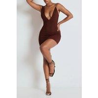 LEMONLUNAR Women's The Veroniza Bandage Mini Dress in Brown | Size: 4