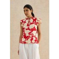 Hobbs London Women's Sadie Tie Neck Blouse in Scarlet | Size: 12