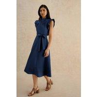 Hobbs London Women's Karina Tie-Waist Dress in Dark Navy | Size: 18