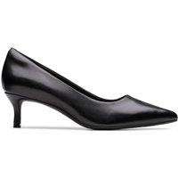 Clarks Women's Zarey Court Black Leather Court Shoes, Slip Ons, Heels | Size: 6-Wide Fit