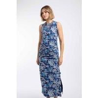 Weird Fish Women's Tansley Printed Sleeveless Midi Dress in Dark Indigo | Size: 22