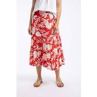 Weird Fish Women's Cassis Printed Tiered Skirt in Light Red | Size: 14