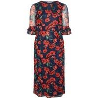 Yours Women's Floral Keyhole Maxi Dress in Dark Navy | Size: 30-32