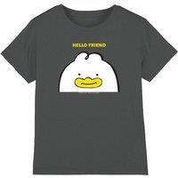 Netflix Kpop Demon Hunters Hello Friend Derpy Letter Kids T-Shirt, Charcoal | Size: 5-6 Years