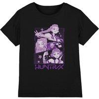 Netflix Kpop Demon Hunters Huntrix Huntrx Manga Panels Trio Kids Tee, Black | Size: 12-13 Years