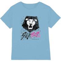 Netflix Kpop Demon Hunters Saja Boys Graffiti Wall Kids T-Shirt, Light Blue | Size: 5-6 Years