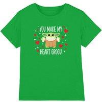 Disney Star Wars You Make My Heart Grogu Kids T-Shirt, Kelly Green | Size: 5-6 Years