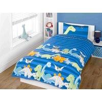 Rapport Home Dinosaur Polycotton Kids Duvet Cover Set with Pillowcase in Black | Size: Single